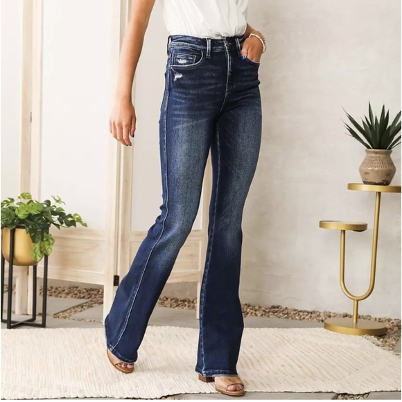 Flying Monkey Denim - Flying Monkey High Rise Bootcut Stretch Dark Wash Denim Jeans Size 24 Western